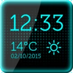 black digital clock android application logo